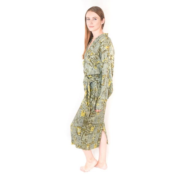 VINTAGE NICOLE MILLER Green Wrap Midi Dress 10 - Picture 4 of 7